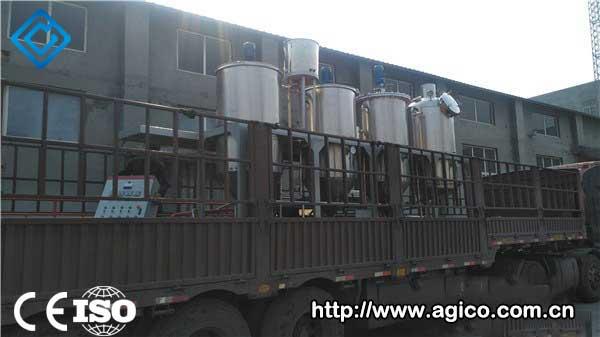 Peanut oil refining production line equipment in transit.